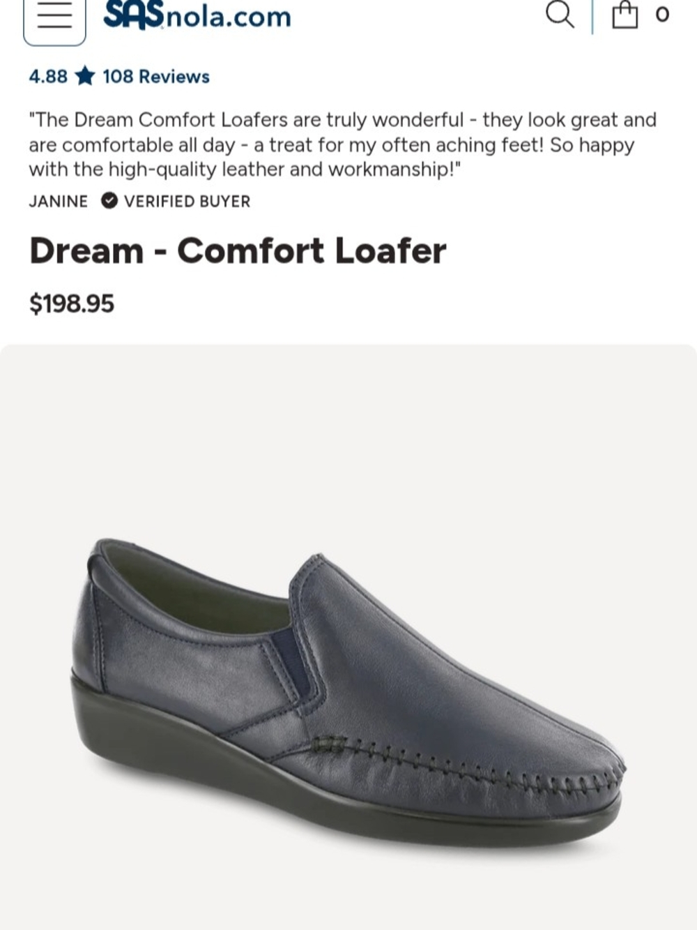 SAS Dream Comfort Loafer Women's 8 Slip-On Loafer - Flats Navy Blue.